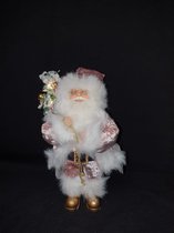 kerstman-staand-30cm-fluweel-roze