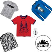 Fortnite - T-shirts 4-pack - 100% katoen | Populaire game | Kleur Rood/Blauw/Grijs - Maat 164cm / 14 Jaar