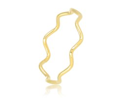 My Bendel - Goudkleurige Wave Aanschuifring - Goudkleurige Wave Aanschuifring - Golf Design - 14K Plating - met Luxe Cadeauverpakking | Sieraden Voor Dames | Maat 16.00 Mm / Maat 50