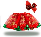 Kerstrok meisje rood groen - tule meisjes rok - tutu rokje kerst - Kerst kleuren meisjes rok - Rood Groen Goud - maat 98-104 - meisjes rok 2 - 4 jaar