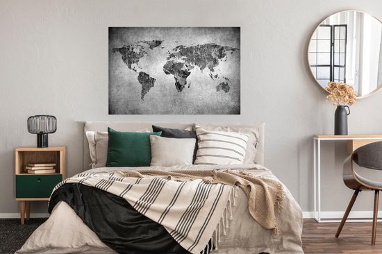 Affiche - Carte du monde artistique - noir et blanc - 120x80 cm