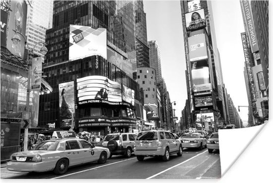 Poster New York - Zwart - Wit - Times Square - 30x20 cm
