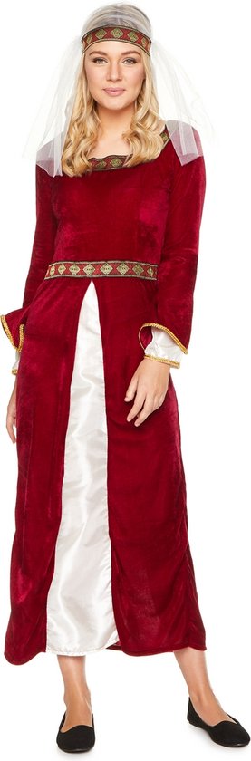 Karnival Costumes Verkleedkleding Kostuum Marion Middeleeuws voor vrouwen Carnavalskleding Dames Carnaval - Polyester - Maat XS - 2-Delig Jurk/Sluier