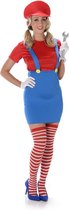 Karnival Costumes Verkleedkleding Luigi Super Mario Kostuum Carnavalskleding Dames Carnaval - Polyester - Rood - Maat XL - 4-Delig T-shirt/Jurk/Hoed/Kousen