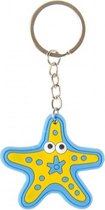 sleutelhanger zeester junior 5 cm rubber blauw