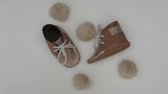 Leren babyschoenen - Eerste loopschoentjes - Maat 17/18 - Wit/Zand