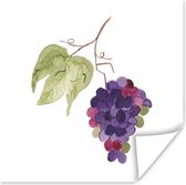 Affiche Raisins - Feuilles - Aquarelle - 50x50 cm