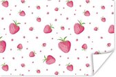 Poster Aardbei - Fruit - Wit - 120x80 cm