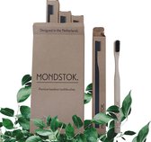 Mondstok. 4x Bamboe Tandenborstel - Bamboo toothbrush -Duurzaam - Zwart - Houtskool - Medium - Zacht - Eco