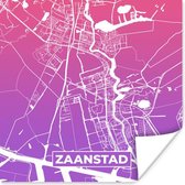Poster Plan de la ville - Zaanstad - Pays- Nederland - Violet - 75x75 cm