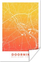 Poster Stadskaart - Doornik - Geel - Oranje - 120x180 cm XXL - Plattegrond