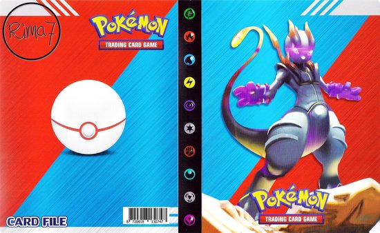 RiMa7  – Verzamelmap – Geschikt voor Pokémon Kaarten – Incl  Sleutelhanger