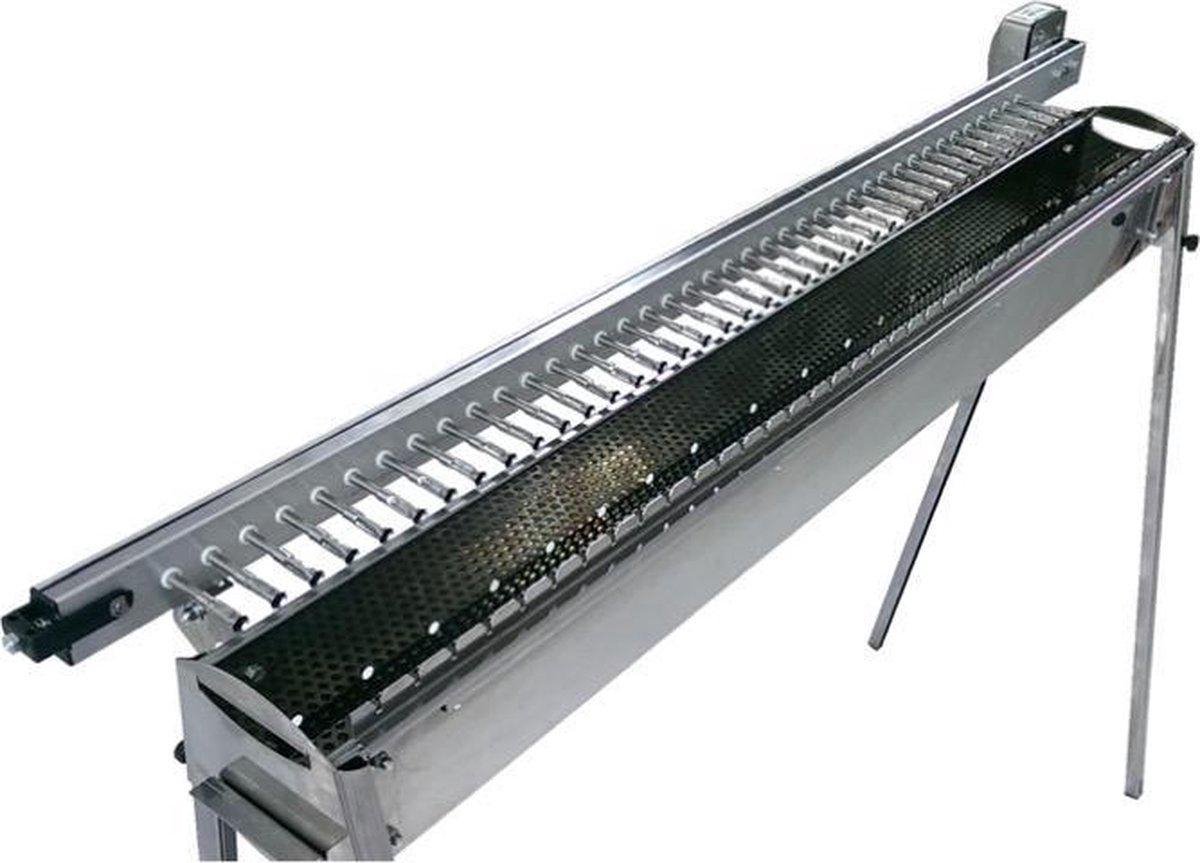 Spiedini Auto-bbq 40 Large - Extra brede automatisch roterende houtskoolbarbecue voor 40 spiesjes of saté - 145 cm lang, 11 cm breed - Materiaal: rvs