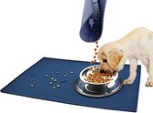 Winkrs | XL Placemat voor Voerbak | Honden en Katten | siliconen placemat | 40x60 CM Donkerblauw