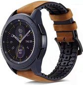 Smartwatch bandje - Geschikt voor Samsung Galaxy Watch 3 45mm, Gear S3, Huawei Watch GT 2 46mm, Garmin Vivoactive 4, 22mm horlogebandje - PU leer - Fungus - Dofbruin