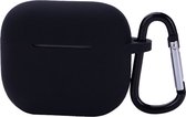 Case2go - Coque adaptée pour Apple Airpods Pro - Housse Airpods en Siliconen avec mousqueton - Coque pour Airpods 3 - Zwart