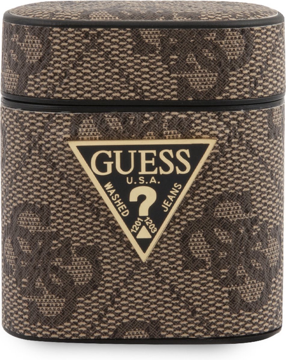GUESS 4G Logo Case Hoesje - Bruin - voor Apple AirPods 1 & Airpods 2