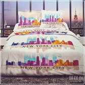 Luxe Katoen dekbedovertrek Lits-Jumeaux 240x220cm New york colors sky