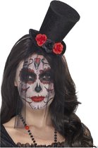 Horror haarband/diadeem day of the dead met mini hoge hoed - Halloween verkleed accessoires