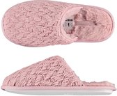 Dames instap slippers/pantoffels gebreid roze maat 37-38