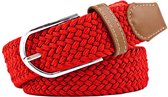 Fako Fashion® - Elastische Gevlochten Riem Smal - Damesriem - Herenriem - Canvas - Elastisch - Gevlochten - 105cm - 25mm - Rood