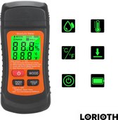 LORIOTH® Vochtmeter - Vochtigheidsdetector - Digitale Vocht Meter - Temperatuur Meter Voor Houten Muur - Inclusief Temperatuurmeter - Zwart