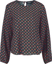 TAIFUN Dames Blouse met print all-over Charcoal gemustert-46