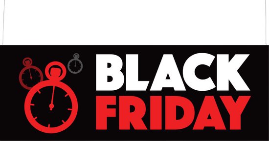 Black Friday Plafondhanger - Dubbelzijdig -  25 x 70 cm - Zwart met Rood en Wit - Herbruikbaar