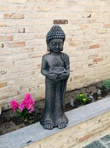 Boeddha Staand 23x25x81cm - Boeddha beeld - Grijs