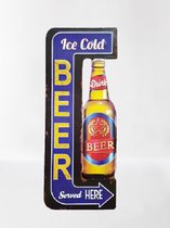 Ice Cold Beer Sold Here.  Metalen wandbord in reliëf 58 x 21 cm.