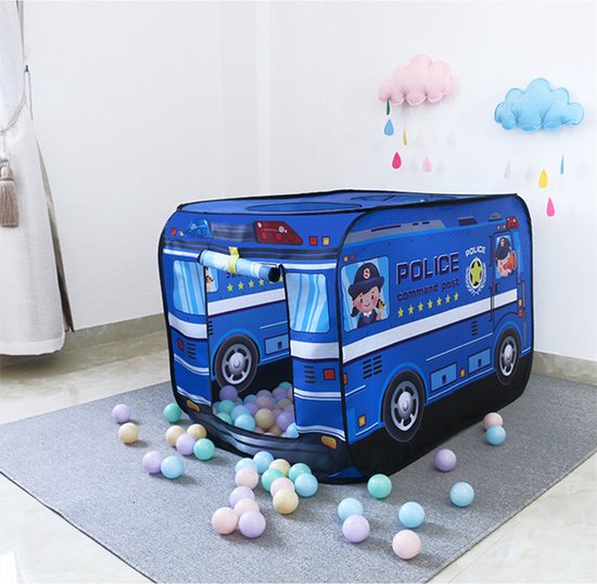 TDR-Kinder auto tent -speelhuistent- opvouwbare tent - Politiewagen 112*70*75CM — afbeelding 5