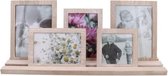 Fotolijst 5 delig  op plank white wash | Set of 5 photo frames with shelf glass/mdf 48 x 10 x 20,5 cm