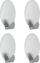 RVS zelfklevende haakjes klein - Zilver - RVS - 1 x 3 cm - Set van 8