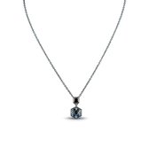 Silventi 9SIL-21561 Zilveren Ketting met hanger - Dames - Zirkonia - Zeskant Geslepen - 9.75 mm Doorsnee - Ankerschakel - 40 + 5 cm - Rhodium - Zilver