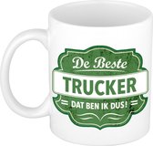 Le meilleur cadeau de camionneur tasse à café / tasse à thé blanc avec emblème vert - 300 ml - céramique - tasse cadeau pour chauffeur de camion / chauffeur de camion