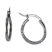 Silventi 9SIL-21552 Zilveren Oorringen - Dames - Zirkonia - 20 mm Doorsnee - Rhodium - Zilver