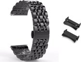 Smartwatch bandje - Geschikt voor Samsung Galaxy Watch 5 (incl. Pro) en Galaxy Watch 4 - Horlogebandje - RVS metaal - Fungus - Fijne schakel - Zwart