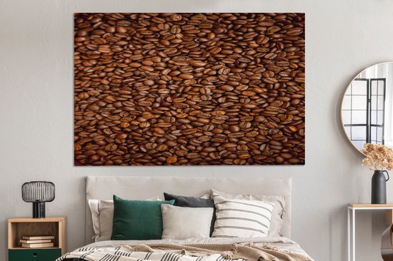 Tableau Peinture Grande quantité de grains de café - 180x120 cm - Décoration murale XXL
