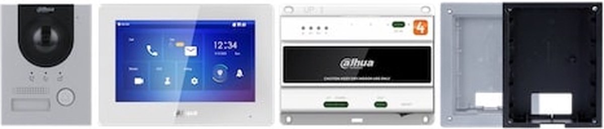 Dahua KTD01(F) complete 2-wire inbouw IP video deurbel intercom kit met VTO2202F-P-S2, VTH5422HW en VTNS2003B-2