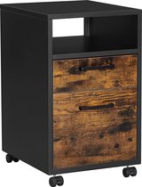 Verrijdbare Archiefbox met 2 lades open vak stalen frame met hangmap voor kantoordocumenten industrieel design vintage bruin zwart OFC102B01