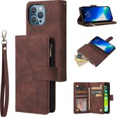 Luxe Telefoonhoesje voor Apple iPhone 13 Pro Max | Hoogwaardig Leren Bookcase | Lederen Wallet Case | Luxe Uitstraling | Pasjeshouder 6 stuks | Bruin