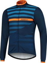 Rogelli Stripe Winterjack - Fietsjack Heren - Blauw/Oranje - Maat XL
