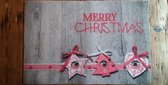 merkloos deurmat 40x60 cm houtmotief met kerst afbeelding merry christmas