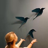 3D Papercraft Kit Vogeltjes – Compleet knutselpakket met snijmat, liniaal, vouwbeen, mesje – set van 3 – Zwart