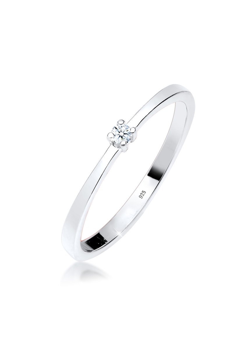Elli PREMIUM - Ring - Dames Verlovingsring met Diamant (0,03 ct) in 925 Sterling Zilver - Dames