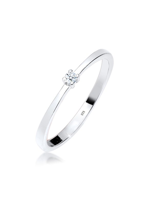 Elli Dames Ringen Dames Verlovingsring met Diamant (0,03 ct) in 925 Sterling Zilver