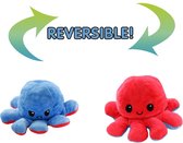 Octopus - Knuffel - Mood Octopus - Mood Knuffel - Omkeerbaar - XXL 30 cm - (rood/blauw)