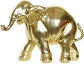 Woondecoratie gouden Indische olifant 17 x 6 x 12 cm - Keramieken olifanten beeldjes