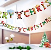 Slinger Kerst – Merry Christmas - Vlag - Banner - Slinger - Guirlande | Kerstfeest - Kerst - Decoratie – Kerstversiering - Christmas | Karton – Groen – Wit – Rood