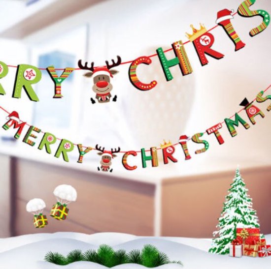 Slinger Kerst Merry Christmas - Vlag - Banner - Slinger - Guirlande | Kerstfeest -... | bol.com